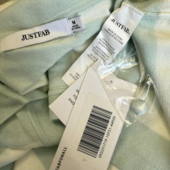 JUST FAB New Striped Sleeveless Knit T Shirt Dress Collared Size M Green White - Picture 12 of 12